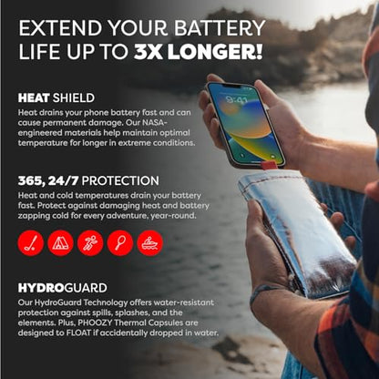 PHOOZY Apollo Thermal Phone Case | Insulated Phone Pouch Extends Battery Life 3X | Heat Resistant Drop Protection | Military Grade Water Resistant | Large | Silver - color: Silver, size: Large