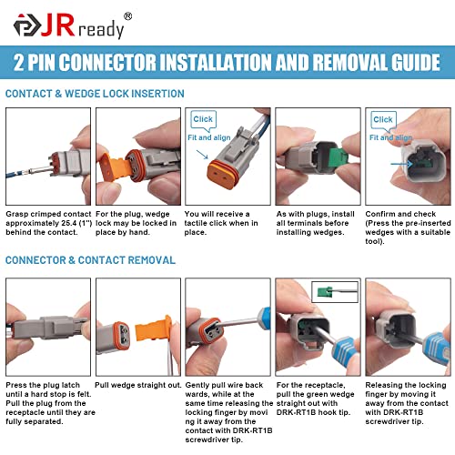 JRready ST6327-202 Deutsch DT Connector 2 Pin 8 Sets, Size 16 Contacts - size: 2-Pin (8 Pairs)