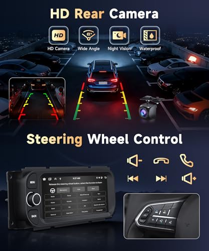 5Ghz WiFi Car Radio for Dodge RAM 2002-2006, for Jeep Wrangler 2003-2006,Jeep Grand Cherokee 1999-2004,Android 15 Car Stereo,6.86nch IPS Touchscreen,Carplay/Android Auto,Bluetooth GPS Camera - style: 2G+64G