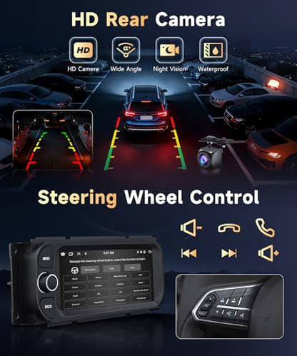 5Ghz WiFi Car Radio for Dodge RAM 2002-2006, for Jeep Wrangler 2003-2006,Jeep Grand Cherokee 1999-2004,Android 15 Car Stereo,6.86nch IPS Touchscreen,Carplay/Android Auto,Bluetooth GPS Camera - style: 2G+64G