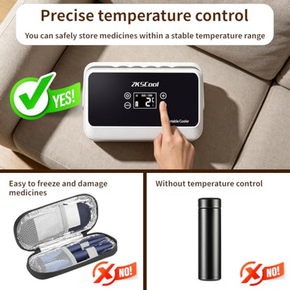 Insulin Cooler Travel Case,Insulin Refrigerator with 2pcs 13600mAh Rechargeable Battery Diabetic Box, 27fl oz,for Long Journey, FAA-Compliant (Black) - color: Black