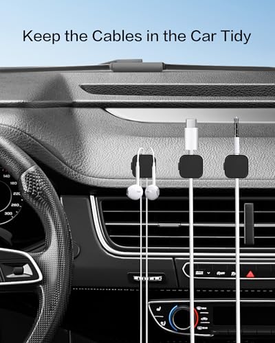 10 Pack Desk Cable Strong Adhesive Management Clips，Organize Phone Charging Magnetic Cable Wire Holder, Easy to Open, for Desk, Wall, Office, Car,Nightstand(Black) - color: Black