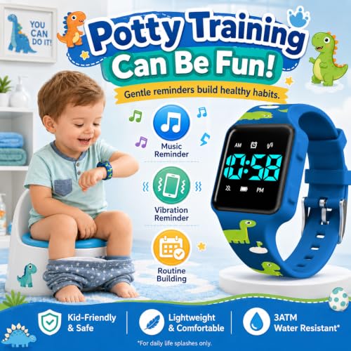 BEN NEVIS Potty Training Watch, Digital Toddler Watch with Countdown/Music/Alarm Clocks/Vibration Reminder and Waterproof, Remind Toddler to Go to The Toilet - color: 01-PurplishBlue