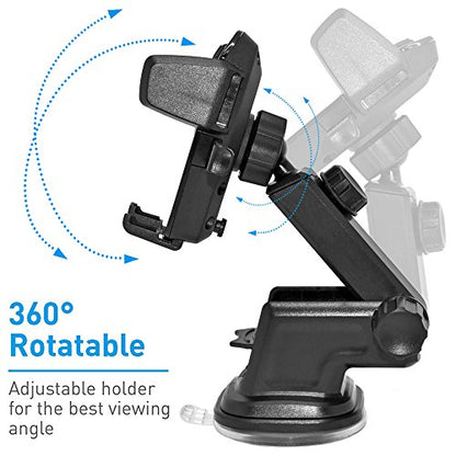 NEM Universal Car Phone Mount Holder – Adjustable Cradle for Windshield & Dashboard, Anti-Slip Base, Compatible with iPhone, Samsung Galaxy, Android Phones & Most Smartphones