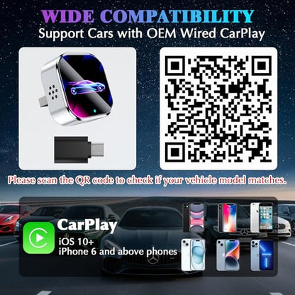 2026 Wireless CarPlay Adapter Upgrade Wired CarPlay to Wireless, Mini USB Design for Cars with Built-in Wired Apple CarPlay Plug and Play Easy Use Fast Stable Connection Car Play for iPhone - color: Multicolor