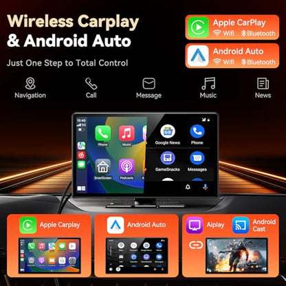 11.3" Wireless Carplay Screen for Car with N-etflix/YouTube/TikTok, Upgraded A-pple CarPlay & Android Auto Screen,Portable AI Magic Box with Backup Camera/Navigation/Voice Control,for All Vehicles
