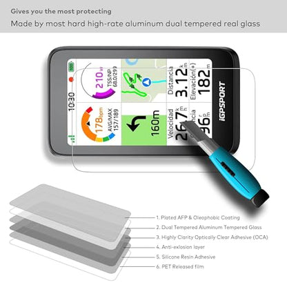 [3-Pack] INNOSURE Premium Silicone Case & Tempered Glass Screen Protector for iGPSPORT BiNavi Air - Cycling GPS Computer Anti-Drop, Durable (Black) - color: BiNavi Air - Glass & Case Black