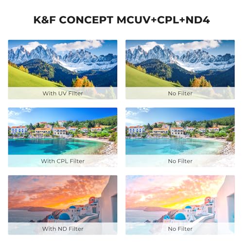 K&F CONCEPT 82mm UV/CPL/ND Lens Filter Kit - size: 82mm