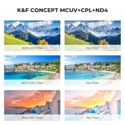 K&F CONCEPT 82mm UV/CPL/ND Lens Filter Kit - size: 82mm