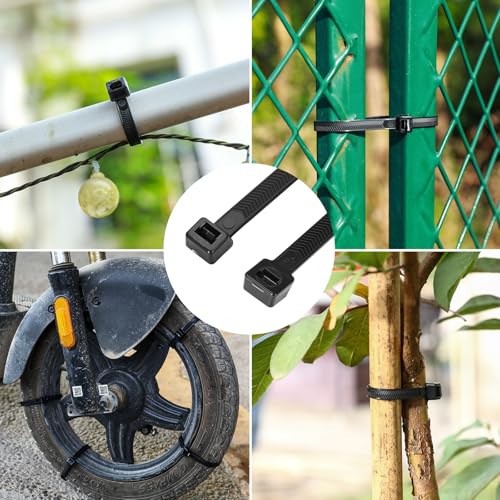 Zip Ties Heavy Duty 12 inch，V-Shaped Toothed Double Sided With 200 LBS Tensile Strength Cable Ties ，Extra Large Wire Ties Adjustable Nylon Tie Wraps for Indoor Outdoor Patented Design（400 Pack Black） - size: 12 inch 400 Pack V-Shaped （200 Lbs ）