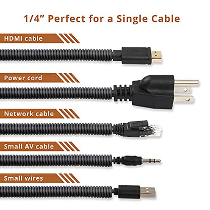 20FT 1/4in Wire Loom Split Tubing Auto Wire Conduit Flexible Cover Black - color: Black, size: 20FT 1/4"