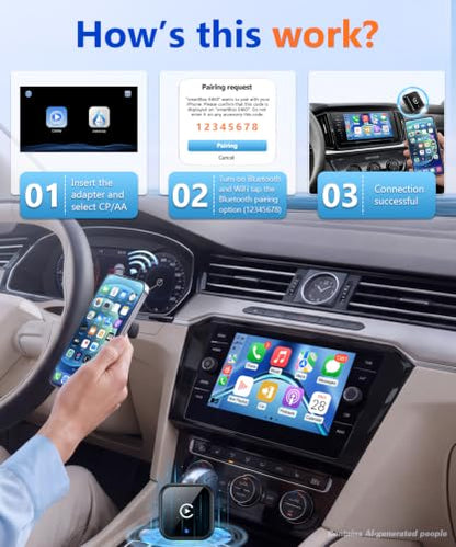 2 in 1 Wireless CarPlay Adapter for iPhone & Android - size: 2 IN 1, Black (NOT Spports Mirrolink)