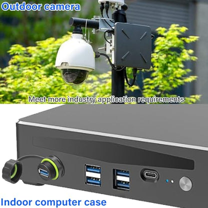 USB 3.0 Male to Female Mount Flush Extension Cable IP68 Outdoor Waterproof USB Threaded Socket Cable Adapter 5.0Gbps USB A Waterproof Socket for Data + Power,Industrial Standard 3.28ft