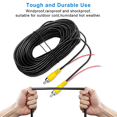 LBW Premium Backup Camera RCA Video Cable, Car Reverse Rear View Parking Camera with Detection Wire (33FT/10 Meters), RCA Video Cable for Monitor and Backup Rear View Connection - size: 33FT