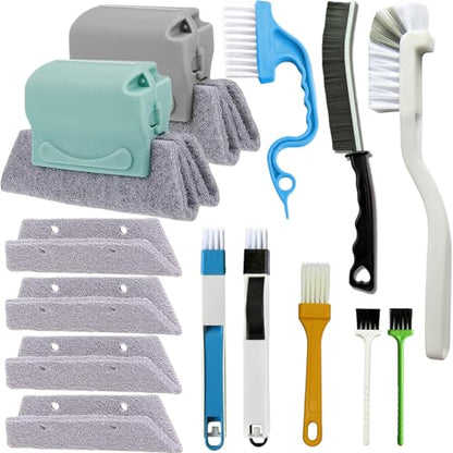 CRAFNEW 14Pcs Window Track Cleaning Tools, Groove Gap Cleaning Brush Kit