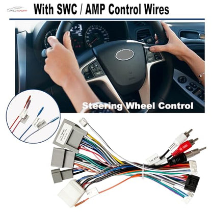 16Pin Aftermarket Android Car Radio Harness Adapter for Honda Civic 2012-2015 CR-V 2012-2015, 16Pin Android Car Stereo Wiring Harness with SWC Radio Antenna Adapter for Honda Civic CR-V