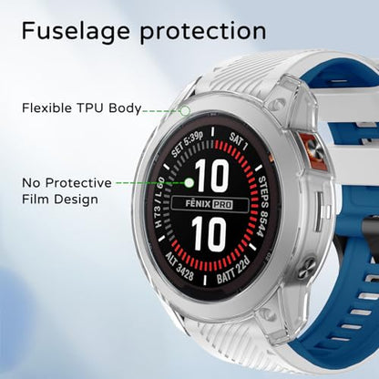 Protector Cases Compatible with Garmin Fenix 7X/Epix Pro 51MM Case Cover Soft TPU Bumper Rugged Shock Proof Protective Shell for Garmin Fenix 7X Pro Watch Case - color: Transparent white