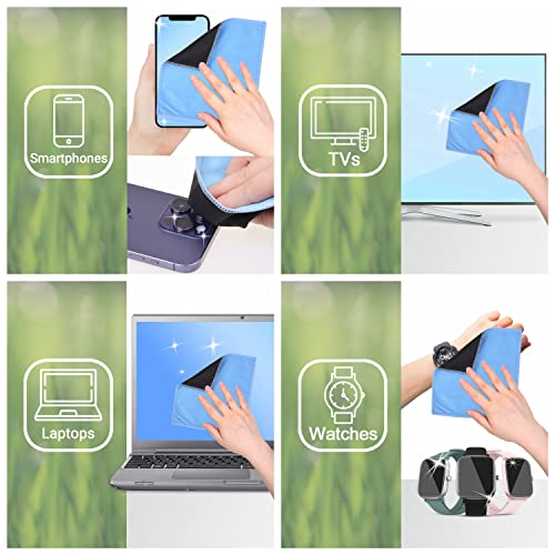 Microfiber Cleaning Cloths - 10 Pack - 6.6 x 6.2" - Double-sided Cleaning Cloths - Microfiber and Suede Cloth for Smartphones, LCD TV, Tablets, Laptop Screens, Camera Lenses and Other Surfaces - color: 10 Pack - 6.6 X 6.2" (Blue)