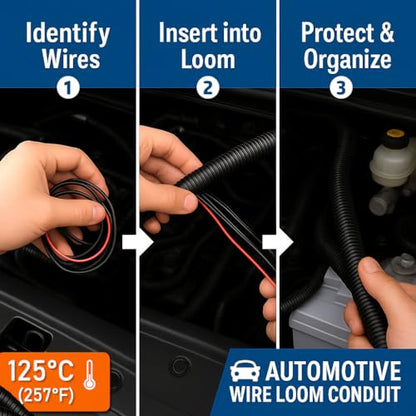 MGI SpeedWare Corrugated Split Conduit, Black Wire Tubing for High-Temperature Automotive Harness and Indoor Outdoor Wire Management (1/2" - 10ft) - size: 1/2" - 10ft