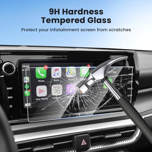 Canvcle 2PCS Screen Protector for 2021-2024 Kia K5 LXS/GT-Line/EX/GT Accessories, 10.25 Inch Navigation Screen Tempered Glass Touchscreen Protector Navigation Screen Cover Protective Film - size: 2021-2024 Kia K5 10.25 Inch
