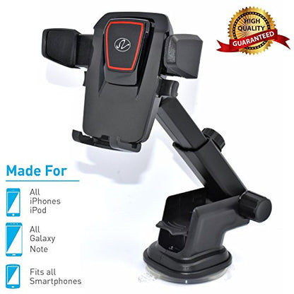 NEM Universal Car Phone Mount Holder – Adjustable Cradle for Windshield & Dashboard, Anti-Slip Base, Compatible with iPhone, Samsung Galaxy, Android Phones & Most Smartphones