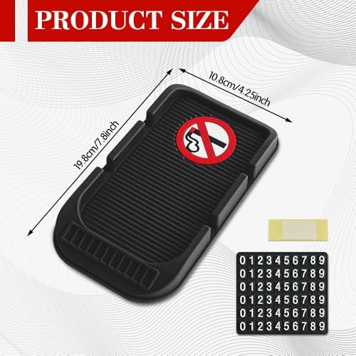 Car Dashboard Anti-Slip Mat Cell Phone Holder, Double-Groove Sticky Gel Pad with Number Plate, Multifunctional Car Dash Storage Mat for Navigation Smartphone Sunglass Keys (Black/No Smoking) - color: Black/No Smoking