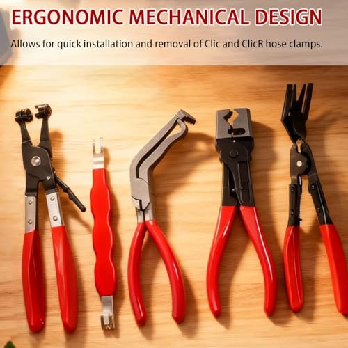 LUOWPZI 5-Piece Automotive Electrical Disconnect Pliers Kit, Fuel Line Tool Set Hose Clamp 60° Angled Connector Separator Trim Clip Removal Tools Plug Release & Wire Terminal Remover for Auto Repair - size: 5 Pcs