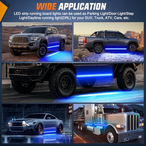 Nilight 2PCS 70 Inch Running Board LED Lights Strip Blue for Truck - color: Blue