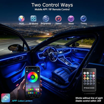 Jushope Car Interior LED Lights, RGB Fiber Optic Ambient Lighting Kit - size: 6 LED/315 Inches Fiber Optic