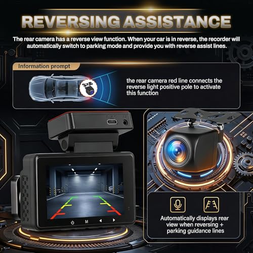 SIXTOP 4K Dash Cam Front and Rear, 4K+1080P Dual Dash Camera for Cars with 64G Card, GPS, BSD/ADAS/LCA Night Vision WDR WiFi &App Control G-Sensor 3” IPS Screen Loop Recording 24H Parking Mode