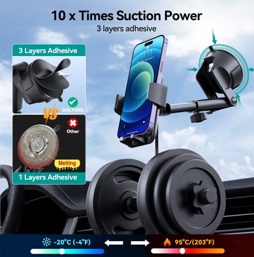 DOLYOFG Car Phone Holder Mount, [Military-Grade Suction & Super Sturdy Base] 3 in 1 Universal Phone Mount for Car Dashboard Windshield Air Vent Dash Pad Car Mount for iPhone Android Smartphone - style: 3 in 1