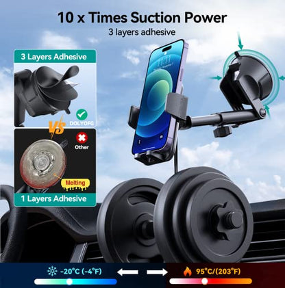 DOLYOFG Car Phone Holder Mount, [Military-Grade Suction & Super Sturdy Base] 3 in 1 Universal Phone Mount for Car Dashboard Windshield Air Vent Dash Pad Car Mount for iPhone Android Smartphone - style: 3 in 1