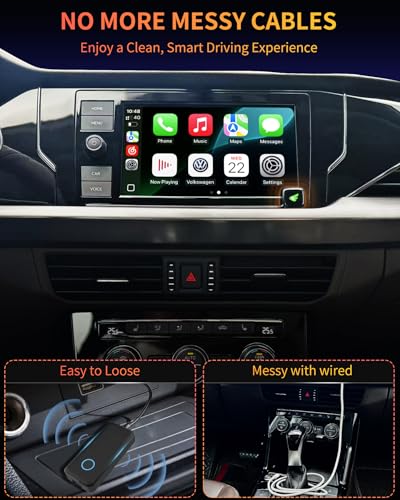 Wireless CarPlay Adapter for iPhone (iOS 10+) & Android Auto Converter (Android 11+), Plug & Play Dongle for Cars 2016+, Wired to Wireless