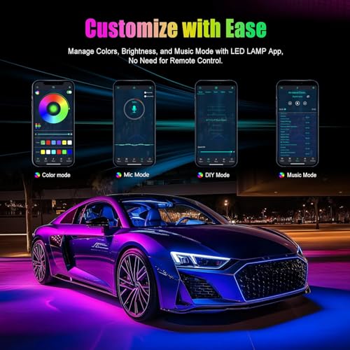 Car LED Lights, RGB Smart Car Interior Lights, App Remote Control - color: RGB 48SMD