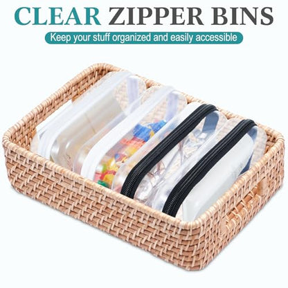 Hoolerry 4 Pcs Hard Clear Zipper Case, Clear, 7.5 x 3.9 x 2 in, Bicolor - color: Black and White, size: 7.5 x 3.9 x 2 in