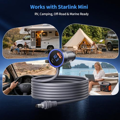 Starlink Mini Car Adapter with 10FT DC Power Cable, Durable 16AWG
