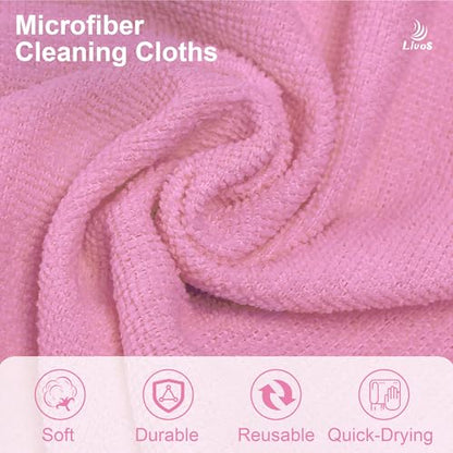 LIVOS Microfiber Cleaning Cloth Roll - 80 Pack, Reusable Paper Towels Pink Tear Away, Microfiber Towels for Cars, Super Absorbent Lint Free Cleaning Rags for House, Kitchen, Window-11.5"x11.5" - color: Pink