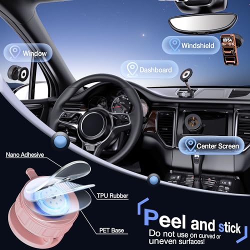 Vooii Phone Holders for Your Car for Magsafe Car Mount (130LB Ultra Suction Cup & 360° Adjustable) Vacuum Cell Phone Car Mount, Magnetic Car Phone Holder for Dashboard/Windshield for iPhone & Android