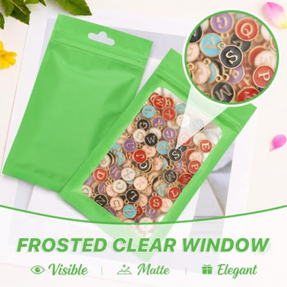 ANZNKU 100Pcs Green Mylar Bags, Resealable Smell Proof Small Zip Goodie Bag - color: Lime Green, size: 3.54x6.29 inches
