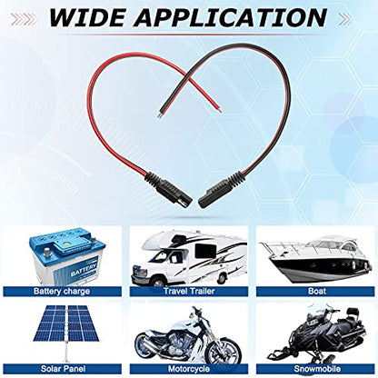 Frienda 16 Pack 14 Awg 2 Pin SAE Quick Connectors Extension Cable 1FT 12V - size: 14 AWG