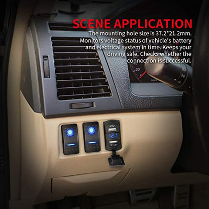 DaierTek USB Rocker Switch Red Led Digital Voltmeter Dual USB Car Charger Adapter Socket Waterproof for Rocker Marine Switch Panel on Boat RV Vehicle - color: red