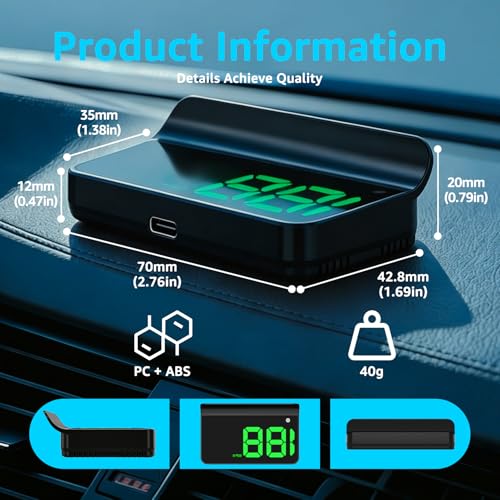 Heads up Display for Cars, Car HUD, GPS Speedometer,Head up Display for Car - color: Green