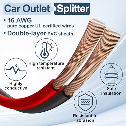 Car Cigarette Lighter Splitter Adapter, 12V/24V Dual Socket Power Charger with On/Off Switch, Supports Fast Charging for Vehicles, RVs, Trucks, and More - color: cigarette lighter adapter 02