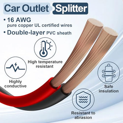 Car Cigarette Lighter Splitter Adapter, 12V/24V Dual Socket Power Charger with On/Off Switch, Supports Fast Charging for Vehicles, RVs, Trucks, and More - color: cigarette lighter adapter 02
