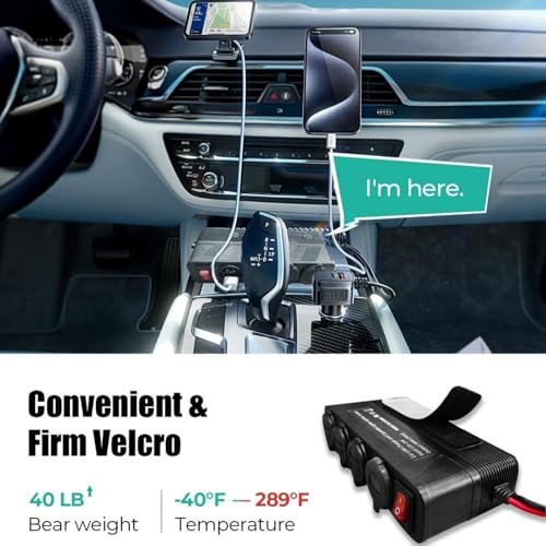 3-Socket Cigarette Lighter Splitter,108W Multi Port Outlet Car Charger PD30W and 4 USB-A QC3.0 18W with LED Display 12V/24V Vehicle Super Fast Adapter for GPS, Dash Cam, iPhone, Car