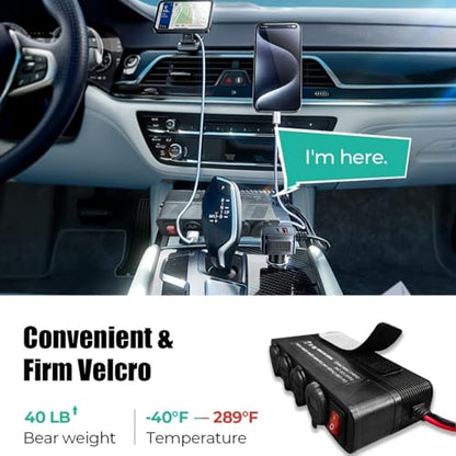 3-Socket Cigarette Lighter Splitter,108W Multi Port Outlet Car Charger PD30W and 4 USB-A QC3.0 18W with LED Display 12V/24V Vehicle Super Fast Adapter for GPS, Dash Cam, iPhone, Car