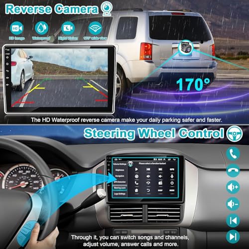 4+64G Android 13 Car Radio for Honda Pilot 2006 2007 2008,9" Touchscreen Stereo Support Wireless Carplay&Android Auto,Built-in GPS Navigation/WiFi/Steering Wheel Control/Bluetooth/Reverse Camera/HiFi