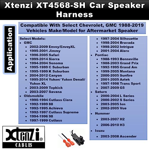 Xtenzi 2 Pair Car Audio Speaker Harness Set Compatible with Chevrolet, GMC, Buick, Cadillac Vehicles