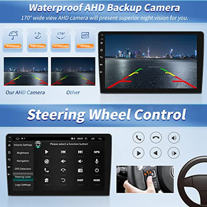 [2+64G]Android 15 Car Stereo for Hyundai Elantra 2007 2008 2009 2010 with Wireless Carplay&Android Auto,9 Inch Touch Screen Car Radio with GPS WiFi Bluetooth FM/RDS Radio SWC AUX-in+AHD Backup Camera - color: For Hyundai Elantra 2007-2010