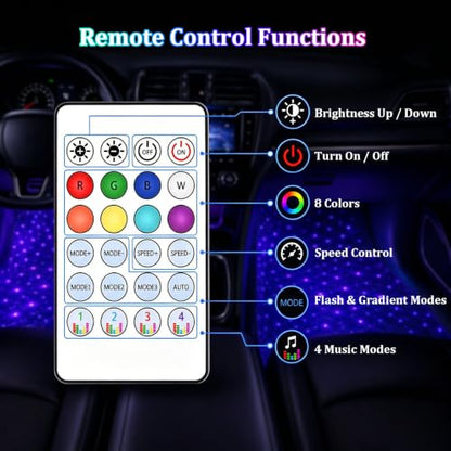 Car Interior LED Lights,4 in 1 RGB APP Control Automotive Under Dash Neon Ambient Lighting with USB Port,Music Sync Auto Footwell Lamp,Car Interior Atmosphere Light